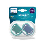 Philips Avent Ultra Air Soother, 6-18 months Plain Mixed 2-pack SCF085/38