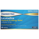 Chemists' Own Loratadine Hayfever & Allergy Relief Tablets 10mg 30 Chemists' Own Loratadine Hayfever & Allergy Relief Tablets 10mg 30