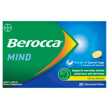 Berocca Mind Citrus Effervescent Tablets, Vitamin B & C, Magnesium, Zinc and Extract of Spanish Sage 20 Pack Berocca Mind Citrus Effervescent Tablets, Vitamin B & C, Magnesium, Zinc and Extract of Spanish Sage 20 Pack