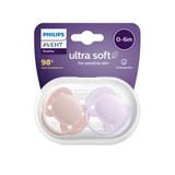 Philips Avent Ultra Soft Soother, 0-6 months, Plain, 2-pack, SCF091/32 Philips Avent Ultra Soft Soother, 0-6 months, Plain, 2-pack, SCF091/32