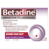 Betadine Anaesthetic + Antibacterial + Anti-Inflammatory Berry Lozenges 16 Pack