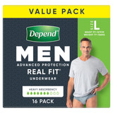 Depend Real Fit Incontinence Underwear Men Large 16 Pack