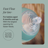 Tommee Tippee Natural Start Baby Bottle Teats, Fast Flow, 6+ Months, Breast-Like for a Natural Latch, Anti-colic Valve, Soft Silicone, Pack of 2