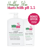 Sebamed Liquid Face & Body Wash Pump 1 Litre with Bonus Moisturising Lotion 200ml