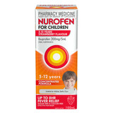 Nurofen For Children 5-12yrs Pain and Fever Relief Concentrated Liquid 200mg/5mL Ibuprofen Strawberry 100mL