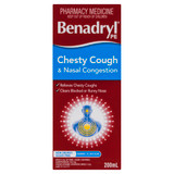 Benadryl PE Chesty Cough & Nasal Congestion Liquid Berry Flavour 200mL Benadryl PE Chesty Cough & Nasal Congestion Liquid Berry Flavour 200mL