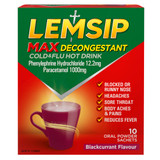 Lemsip Max Cold & Flu with Decongestant Blackcurrant Sachets 10
