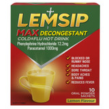 Lemsip Max Cold & Flu with Decongestant Lemon Sachets 10 Lemsip Max Cold & Flu with Decongestant Lemon Sachets 10