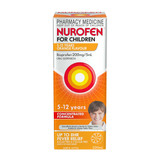 Nurofen For Children 5-12yrs Pain and Fever Relief Concentrated Liquid 200mg/5mL Ibuprofen Orange 200mL