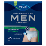 TENA Men Premium Fit Protective Underwear Level 4 Maxi Medium/Large (M/L) 8 Pack