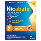 Nicabate Clear Patch Stop Smoking Transdermal drug delivery system Nicotine 14mg 7 Pack Nicabate Clear Patch Stop Smoking Transdermal drug delivery system Nicotine 14mg 7 Pack
