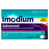 Imodium Advanced Diarrhoea Plus Wind Pain Relief Chewable Tablets 12 Pack