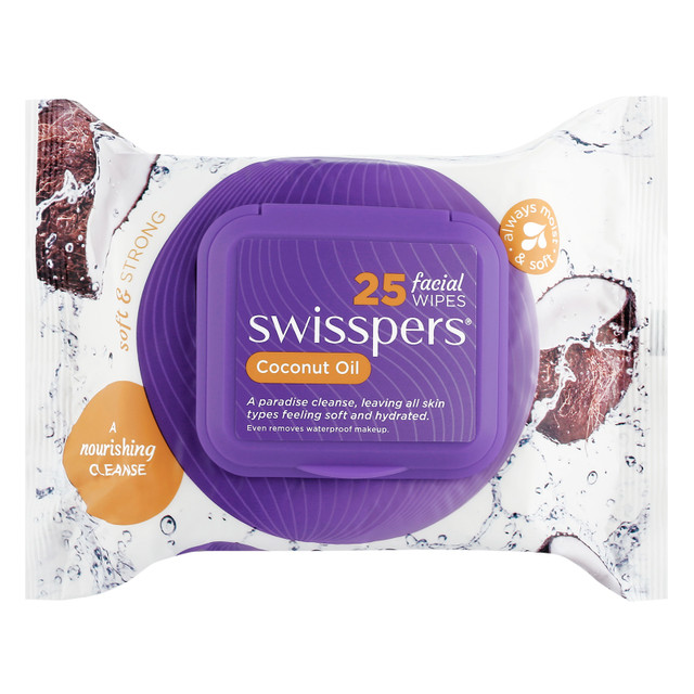 Swisspers Coconut Oil Facial Wipes 25 Pack