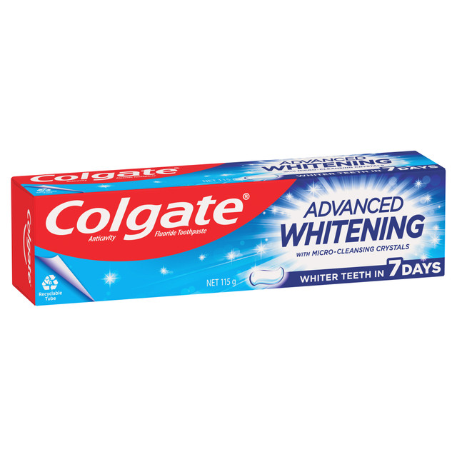Colgate Advanced Whitening Toothpaste, 115g, with Micro-Cleansing Crystals