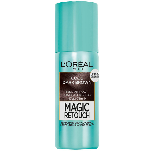 L'Oréal Paris Magic Retouch Temporary Root Concealer Spray - Cool Dark Brown (Instant Grey Hair Coverage)