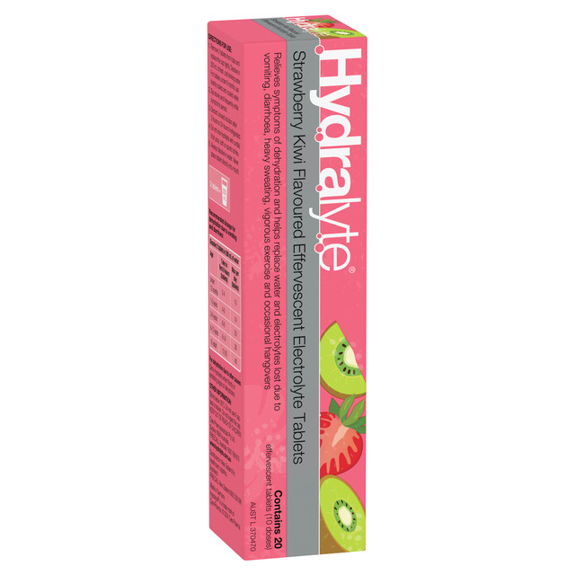 Hydralyte Effervescent Electrolyte Tablets Strawberry Kiwi Flavoured 20 Tablets