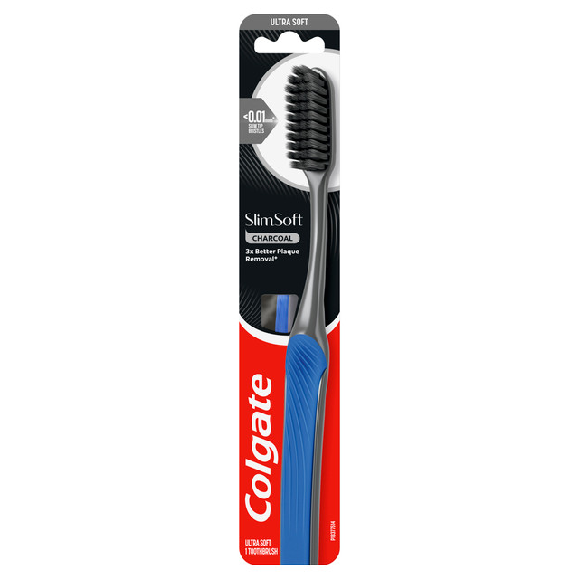 Colgate Slim Soft Charcoal Manual Toothbrush, Ultra Soft 1 Pack