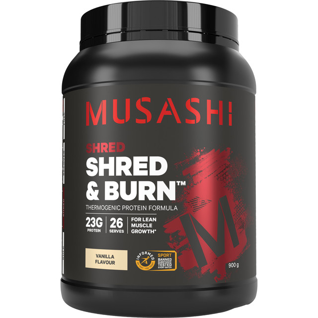 Musashi Shred & Burn Protein Vanilla 900g Musashi Shred & Burn Protein Vanilla 900g