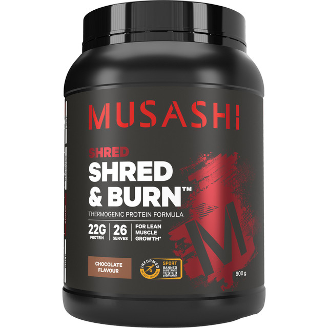 Musashi Shred & Burn Protein Chocolate 900g Musashi Shred & Burn Protein Chocolate 900g