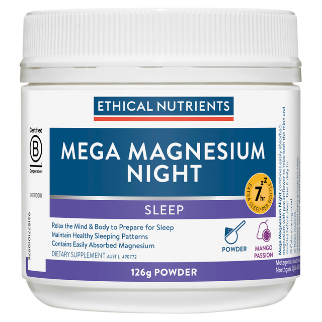 Ethical Nutrients Mega Magnesium Night 126g Powder Ethical Nutrients Mega Magnesium Night 126g Powder
