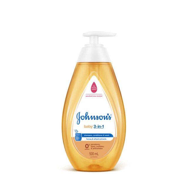 Johnson's 3-in-1 Hypoallergenic Gentle Tear-Free Conditioning Baby Shampoo & Cleansing Wash 500mL