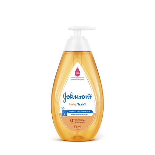 Johnson's 3-in-1 Hypoallergenic Gentle Tear-Free Conditioning Baby Shampoo & Cleansing Wash 500mL