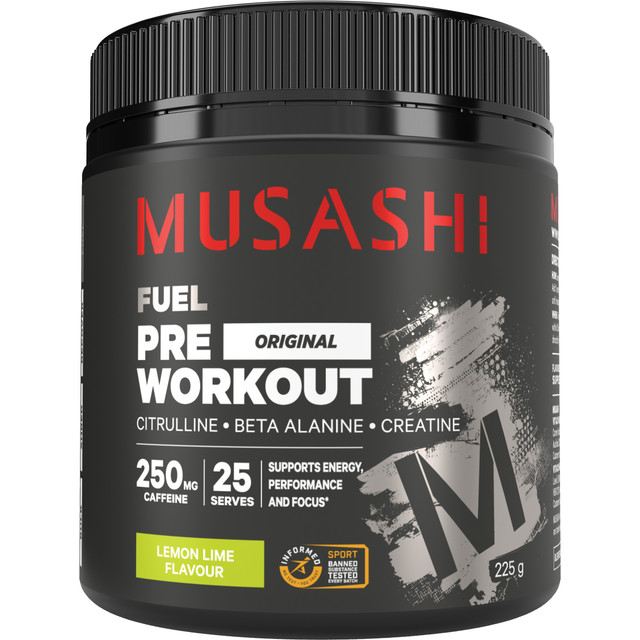 Musashi Pre Workout Lemon Lime 225g Musashi Pre Workout Lemon Lime 225g