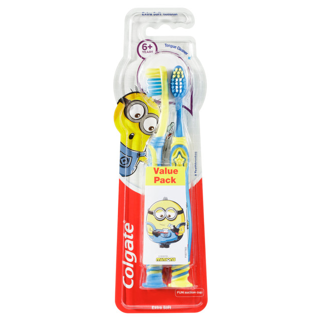 Colgate Kids Minions Manual Toothbrush for Children 6+ Years, Value 2 Pack, Extra Soft Bristles, Colours May Vary Colgate Kids Minions Manual Toothbrush for Children 6+ Years, Value 2 Pack, Extra Soft Bristles, Colours May Vary