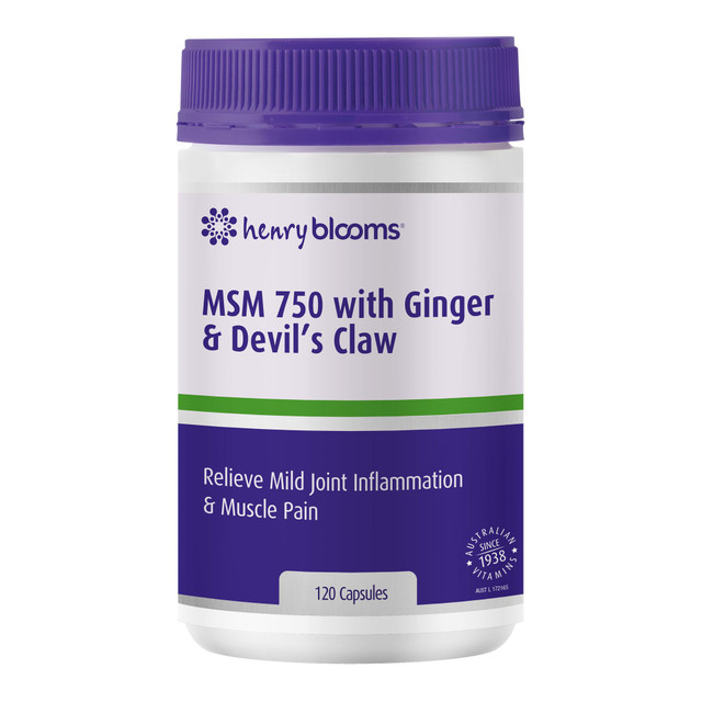 Henry Blooms MSM 750 With Ginger & Devils Claw 120 Capsules