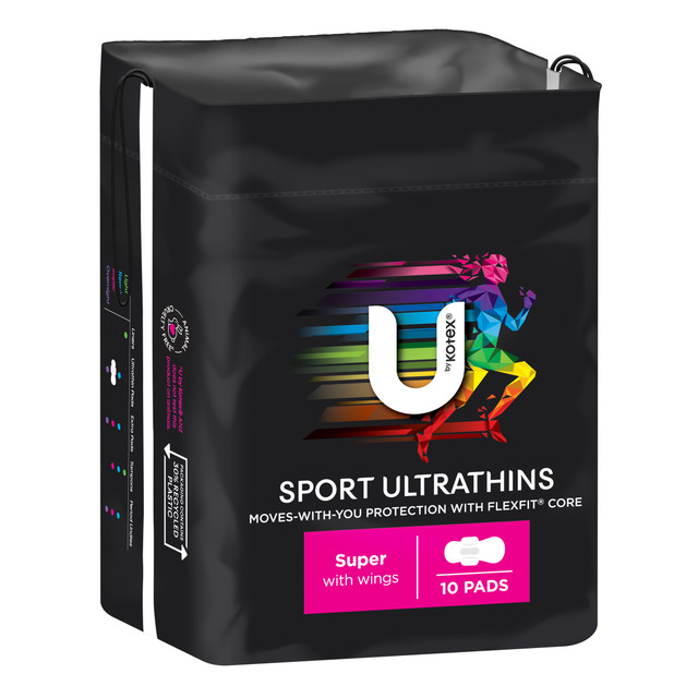 U by Kotex Sport Ultrathin Pads Super with Wings 10 Pack U by Kotex Sport Ultrathin Pads Super with Wings 10 Pack