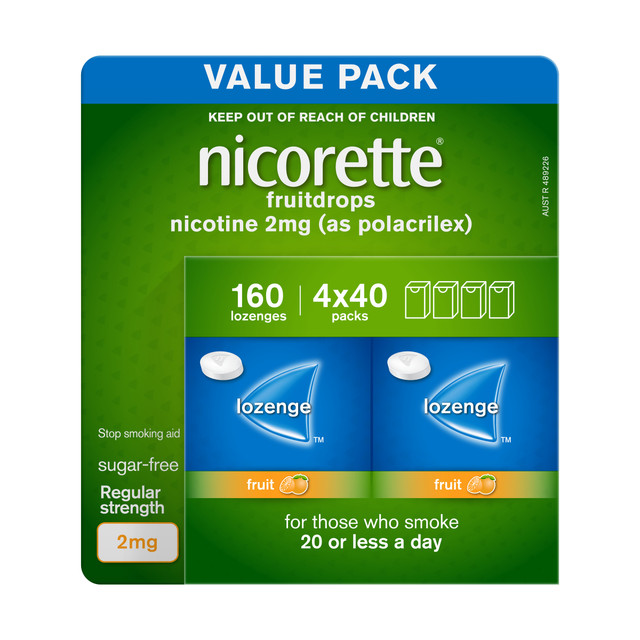 Nicorette Quit Smoking Aid Nicotine 2mg Fruitdrops Regular Strength Lozenge Value Pack – Sugar‑Free Smoking Cessation Aid-160 Pack