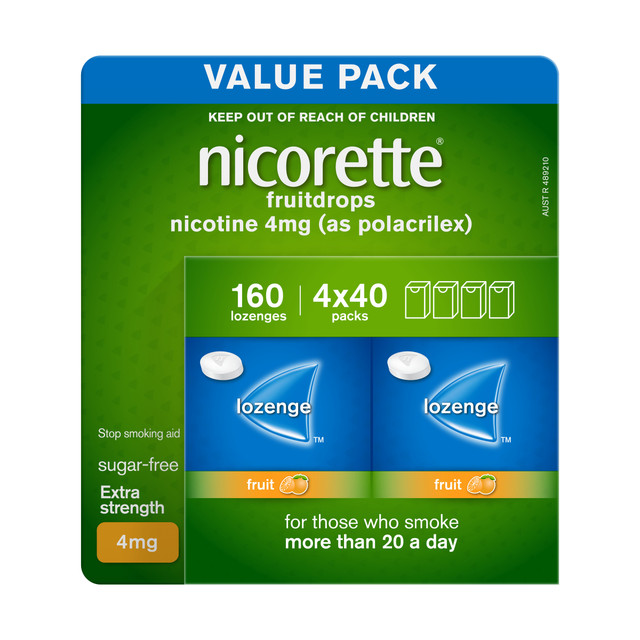 Nicorette Quit Smoking Extra Strength Nicotine Lozenge Fruitdrops 4mg 160s