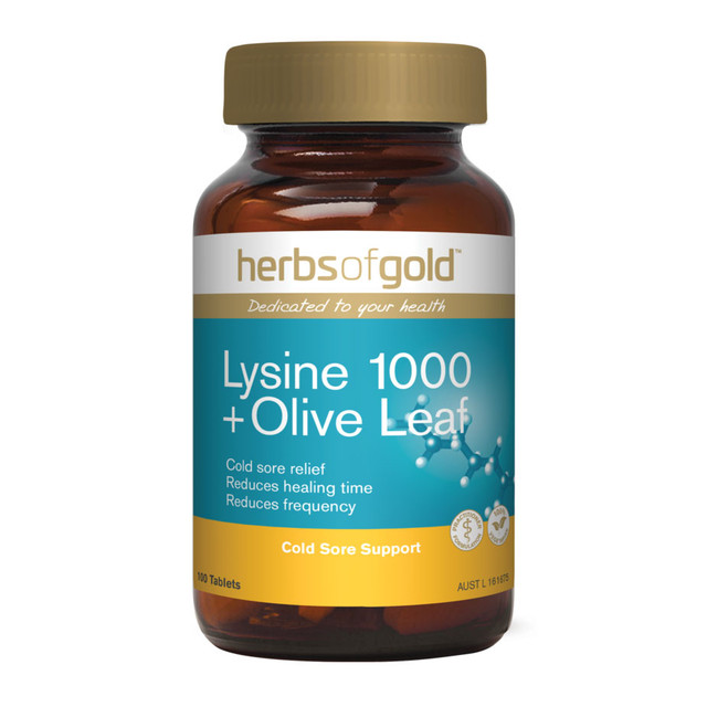Herbs Of Gold Lysine 1000 + Olive Leaf 100 Tablets