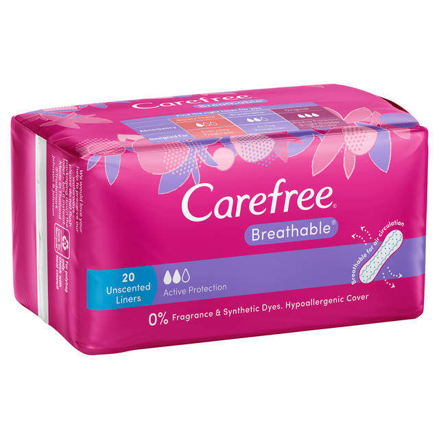 Carefree Breathable Unscented Liners 20 pack