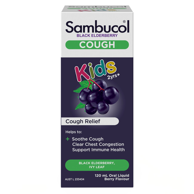 Sambucol Black Elderberry Kids Cough Liquid 120mL Sambucol Black Elderberry Kids Cough Liquid 120mL