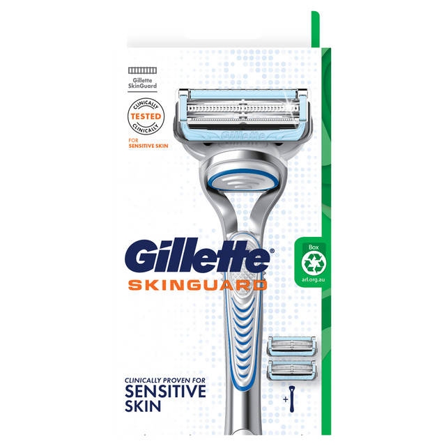 Gillette Skinguard Razor Handle + 2 Cartridges, Shave Care