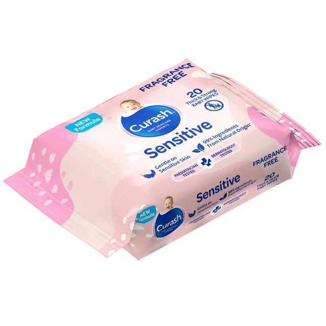 Curash Sensitive Fragrance Free Baby Wipes 20 Pack