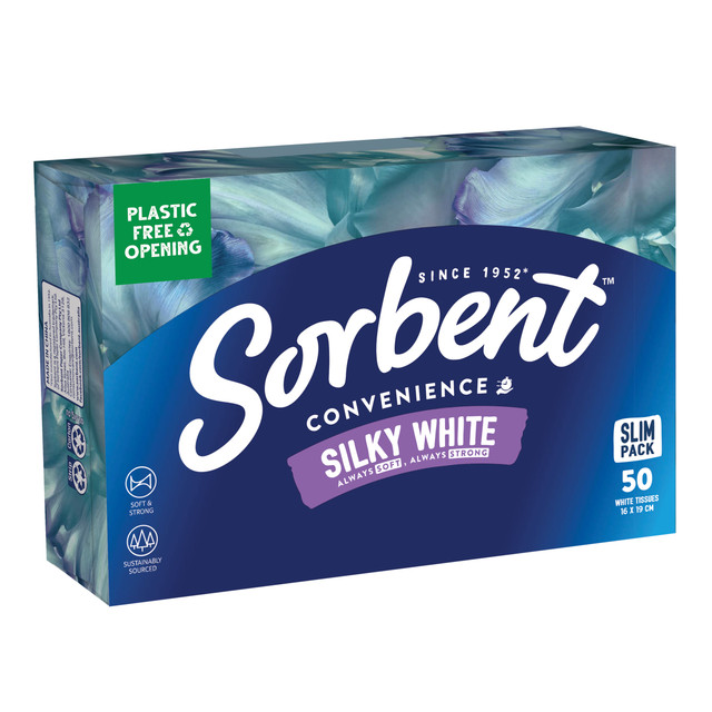 Sorbent Soft White On the Go Facial Tissues 50s