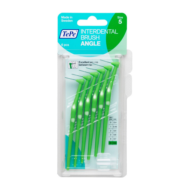 Tepe Interdental Angle Brush 0.8mm (Green) 6 Pack