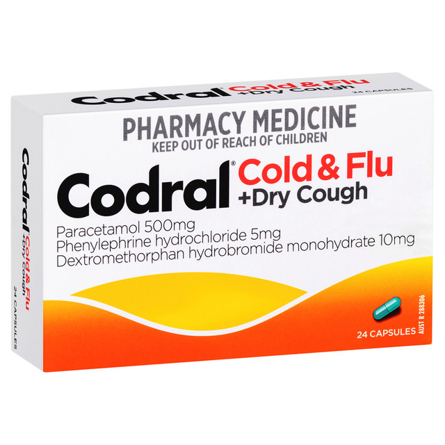 Codral Cold & Flu + Dry Cough Capsules 24 Pack Codral Cold & Flu + Dry Cough Capsules 24 Pack
