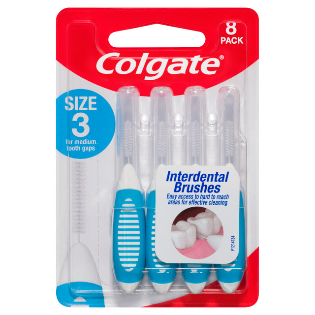 Colgate Interdental Brushes, 8 Pack, Soft Bristles, Size 3 for Medium Tooth Gaps Colgate Interdental Brushes, 8 Pack, Soft Bristles, Size 3 for Medium Tooth Gaps
