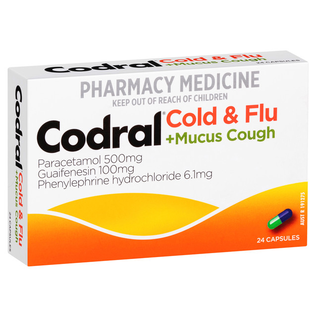 Codral Cold & Flu + Mucus Cough Capsules 24 Pack Codral Cold & Flu + Mucus Cough Capsules 24 Pack