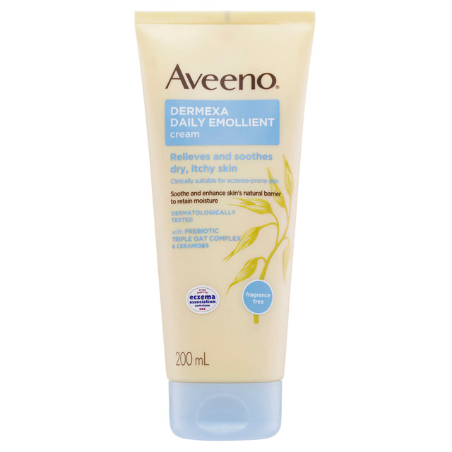 Aveeno Dermexa Daily Emollient Fragrance Free Body Cream Soothe Moisturise Dry Itchy Eczema Prone Sensitive Skin 200mL Aveeno Dermexa Daily Emollient Fragrance Free Body Cream Soothe Moisturise Dry Itchy Eczema Prone Sensitive Skin 200mL