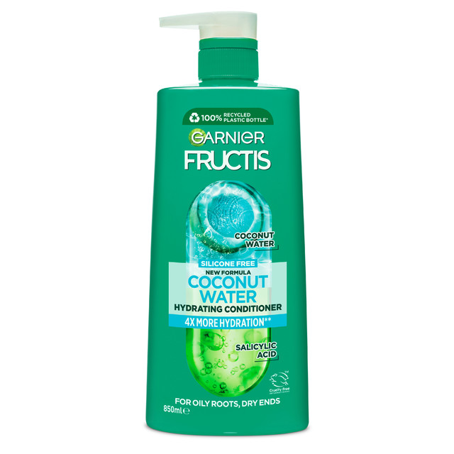 Garnier Fructis Coconut Water Conditioner 850ml for Oily Roots, Dry Ends