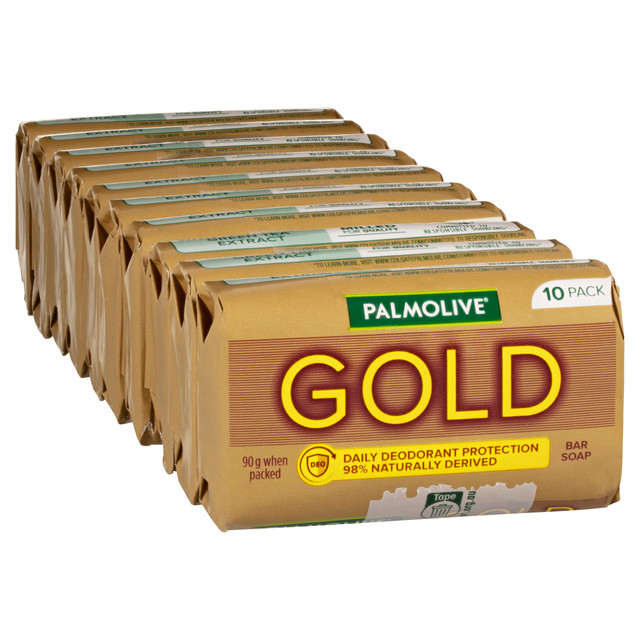 Palmolive Gold Bar Soap, 10 Pack x 90g, Daily Deodorant Protection Palmolive Gold Bar Soap, 10 Pack x 90g, Daily Deodorant Protection