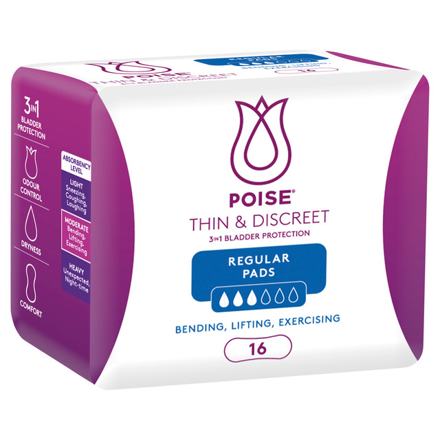 Poise Thin & Discreet Pads Regular 16 Pack Poise Thin & Discreet Pads Regular 16 Pack