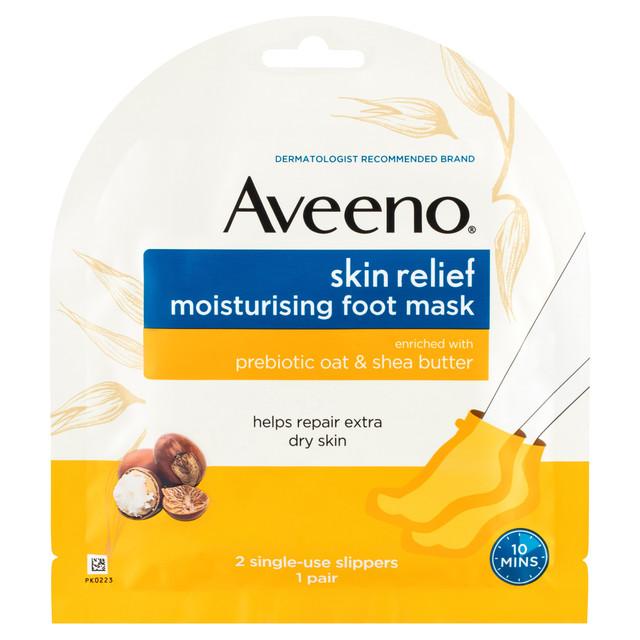 Aveeno Skin Relief Essential Moisturising Shea Butter Fragrance Free Foot Mask Restore & Nourish Extra Dry Skin 1 Pack