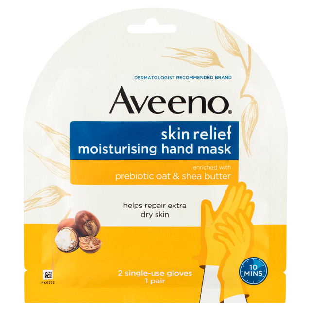 Aveeno Skin Relief Essential Moisturising Shea Butter Fragrance Free Hand Mask Restore & Nourish Extra Dry Skin 1 Pack