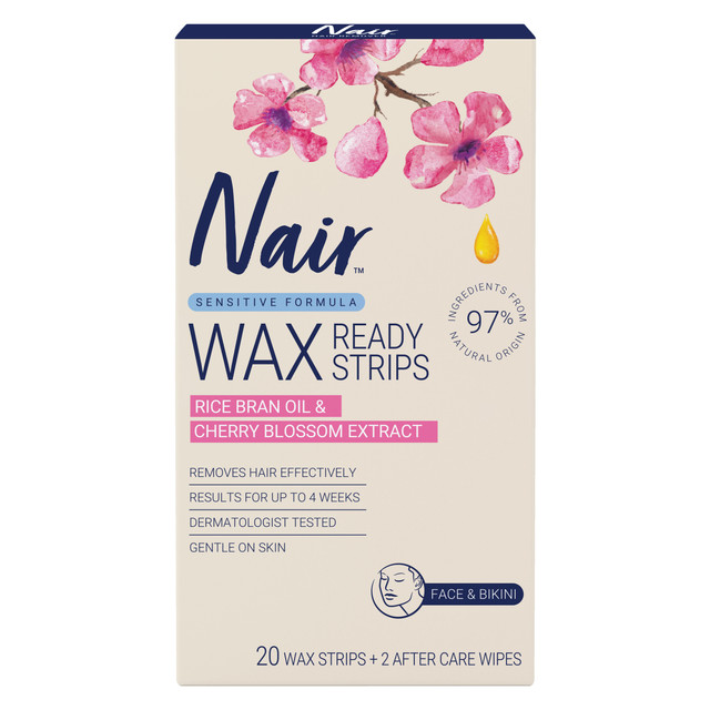 Nair Sensitive Mini Wax Strips | Face & Bikini | 20 pack 