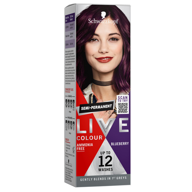 Schwarzkopf Live Colour Purple Hair Dye Blueberry Semi Permanent 75mL Schwarzkopf Live Colour Purple Hair Dye Blueberry Semi Permanent 75mL